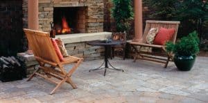 Garden Festival Belgard pavers - patio with fireplace