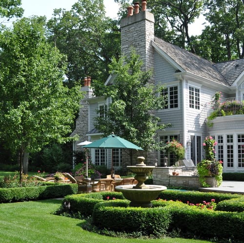 defining a landscape with planted borders boxwood hedging