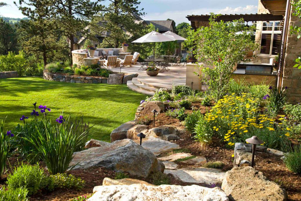 landscaped backyard garden patio
