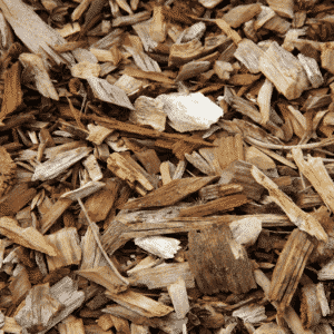 natural wood chips cover ground