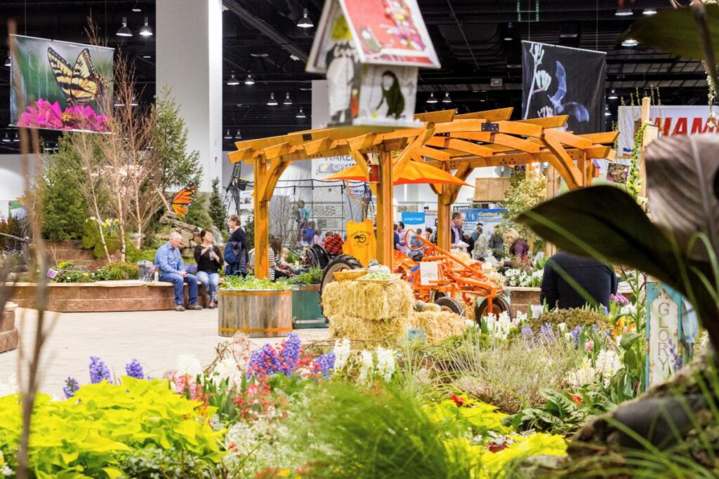 colorful garden display at flower show