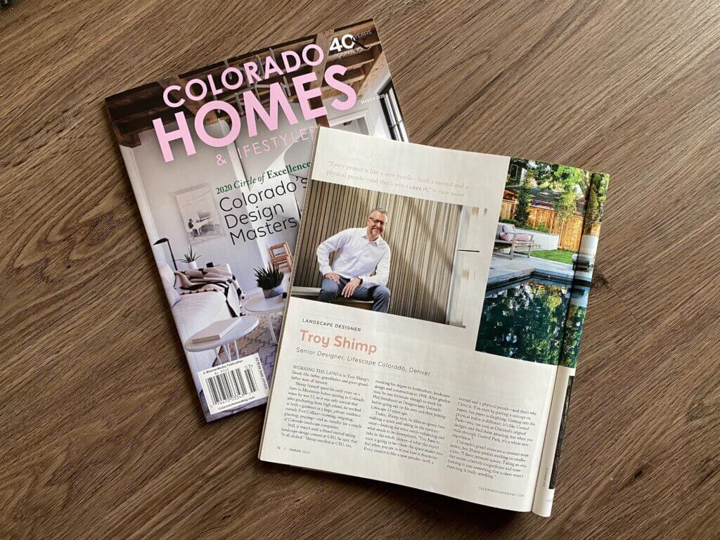 a magazine feature highlights Lifescape senior designer Troy Shimp