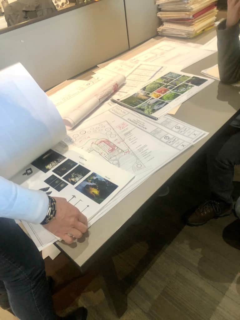 architectural plans on a desk