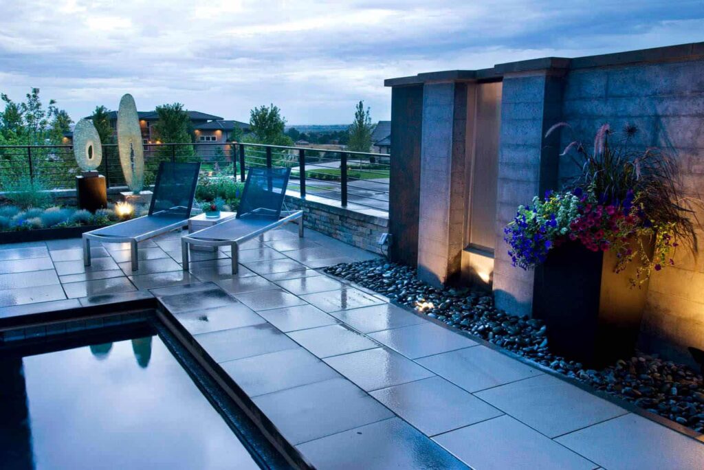 custom-concrete-built-in-seating-modern-front-yard custom concrete built in seating modern front yard