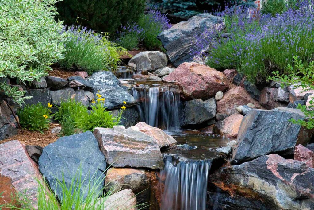 custom stone gas fire pit design patio installation