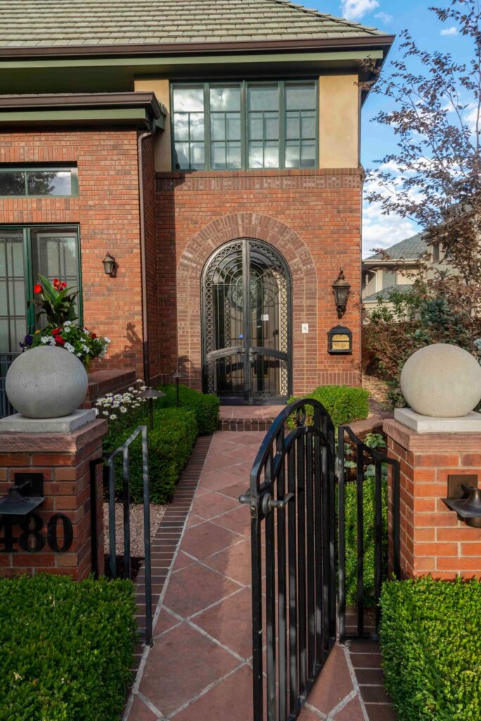 custom stone patio seating area english garden design