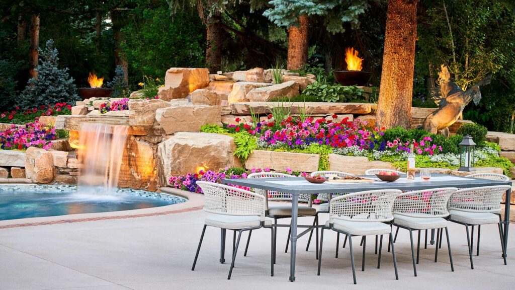 high end pool house design with outdoor bar construction