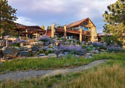 luxury outdoor fireplace construction rocky mountain retreat